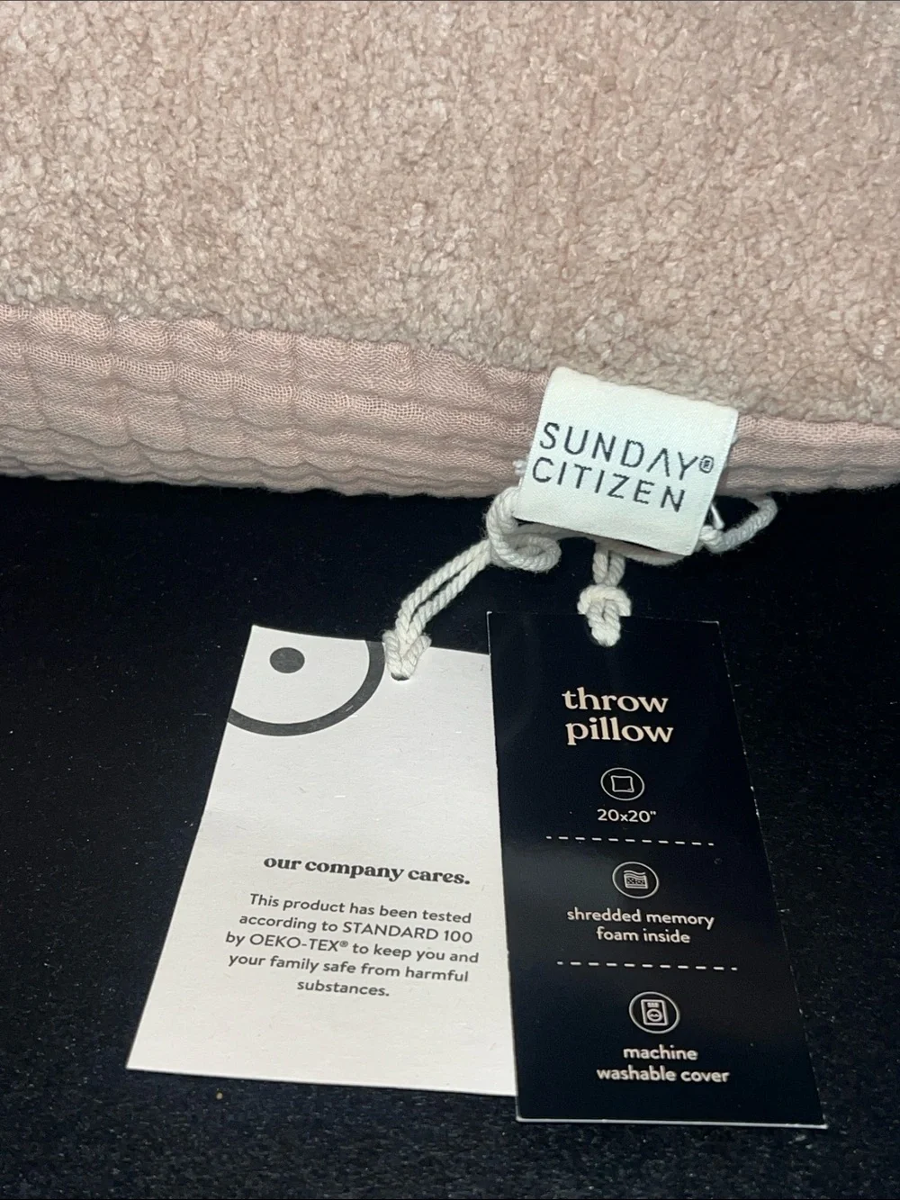 Sunday Citizen “snug” pillow with muslin flip side -  20” x 20”-NWT